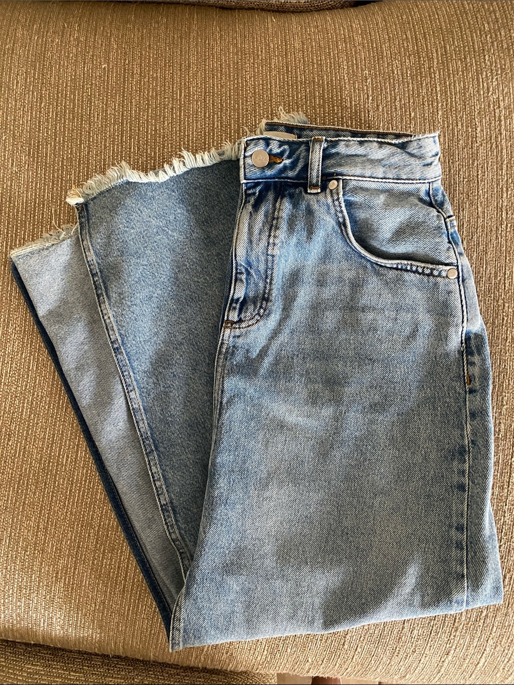 🌼 Pilcro Anthropologie High-Waist Blue Denim Maxi Skirt with Front Slit size 2 - Picture 12 of 13